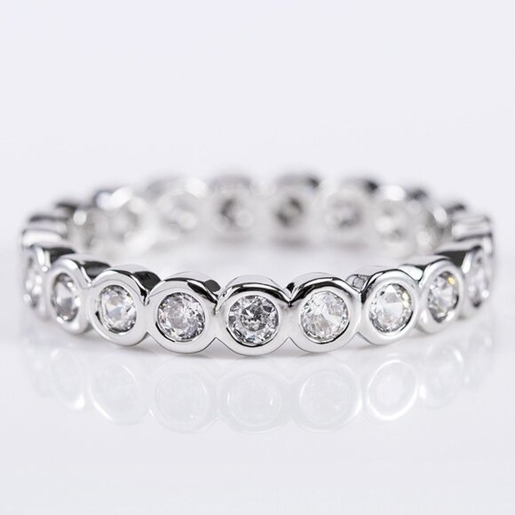 💝 Shiny Round Zircon Micro Pave Silver Ring for Women, VIP117 - Picture 3 of 7